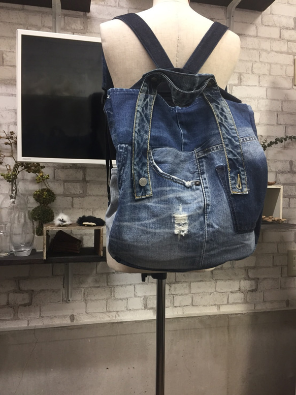 デニムリメイクリュック・*:..｡2WAYバッグ リュック・バックパック