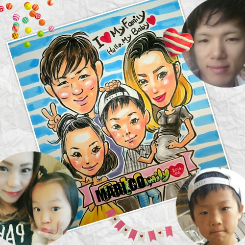 似顔絵【A3・2名様】簡易フレームいり イラスト 似顔絵がお 通販