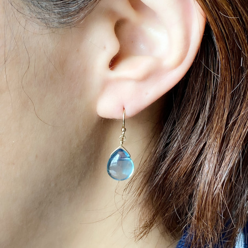 14kgf フローライト 不思議色のピアス イヤリング変更可能 ピアス