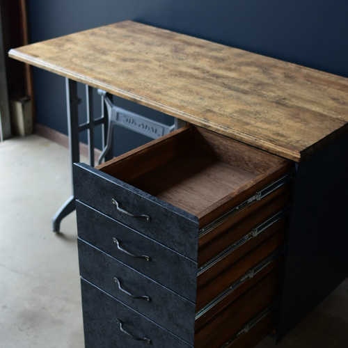 書斎机 120×60 引き出し アンティーク ミシンテーブル パソコンデスク