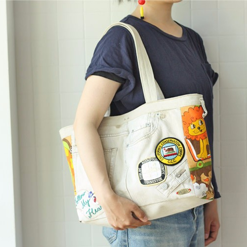 リメイクデニムワッペン＆刺繍バッグ トートバッグ ぼんぼん堂 通販