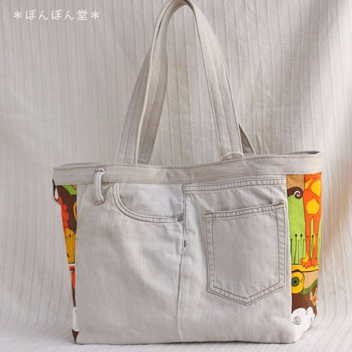 リメイクデニムワッペン＆刺繍バッグ トートバッグ ぼんぼん堂 通販