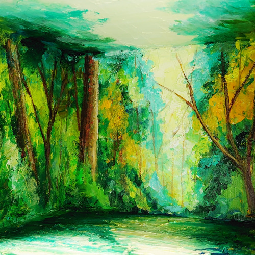 油絵 森の川ボックス 絵画 HR 通販 11663859｜Creema(クリーマ