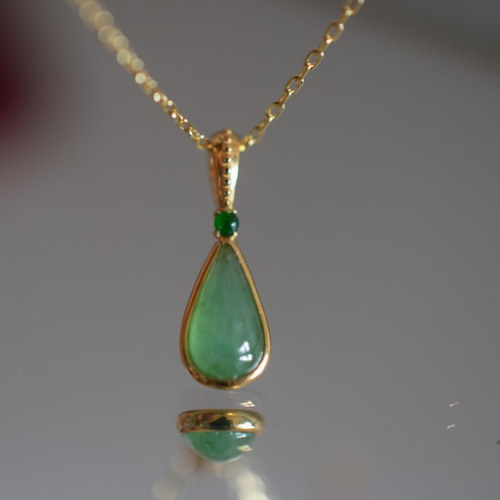 616 受注制作氷種 k18金ゴールド ミャンマー産 天然A貨 本翡翠