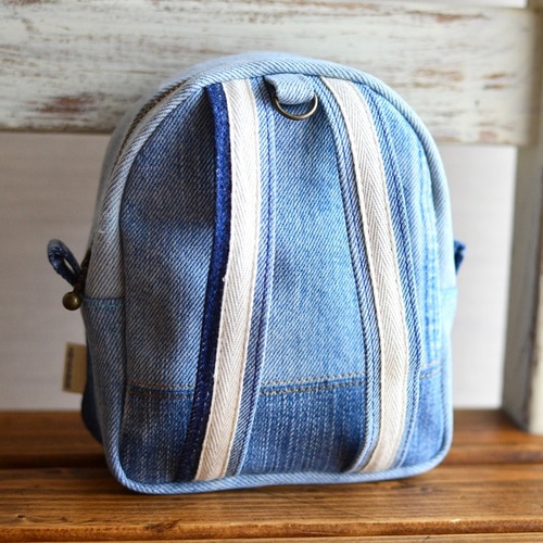 デニムリメイク＊ミニリュック型ポーチ：02 ポーチ 柚柊(閉店・プロフ
