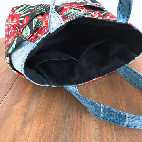 デニムリメイクバッグ 花柄 トートバッグ inankle_ka 通販 7589666