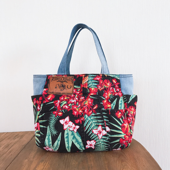 デニムリメイクバッグ 花柄 トートバッグ inankle_ka 通販 7589666