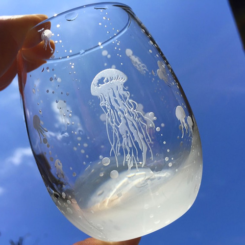 再販2】アクアリウムくらげ（純舞海月） グラス ART空（アートクー