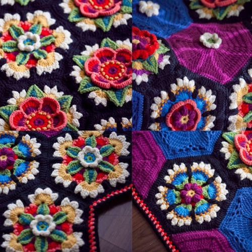 万華鏡♪ ハンドメイド【立体】かぎ針編み お花モチーフ編み❁手作り