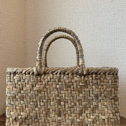 胡桃 胡桃籠バッグ 手作り クルミかごバッグ 網代編み くるみ表皮 内布