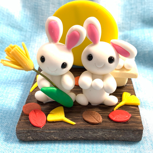 ☆十五夜仲良しうさぎちゃん(受注生産) その他置物 おり姫 通販