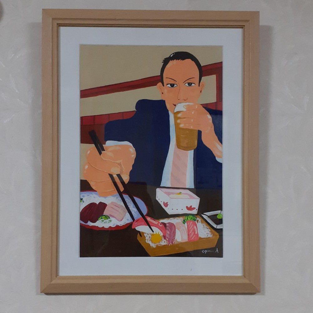 ハッピーネモフィラ畑F20号ハッピー太陽画家小楠アキコ作品