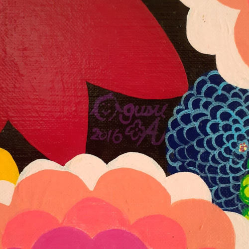 ミックスフラワー アクリルガッシュ キャンバス F12号 小楠アキコ作品