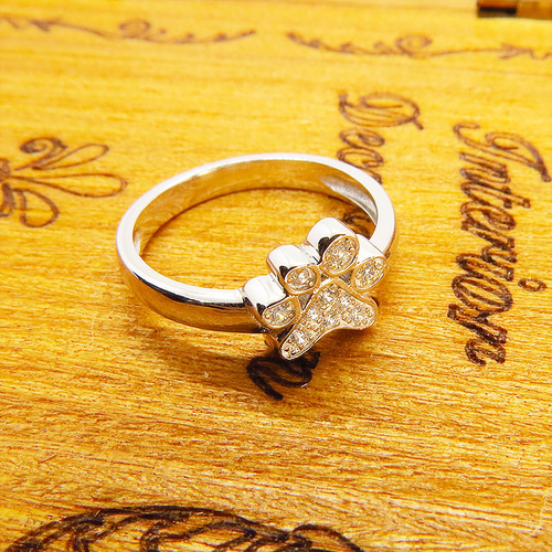 肉球モチーフのリング ピンキーリング シルバー925 キュービック