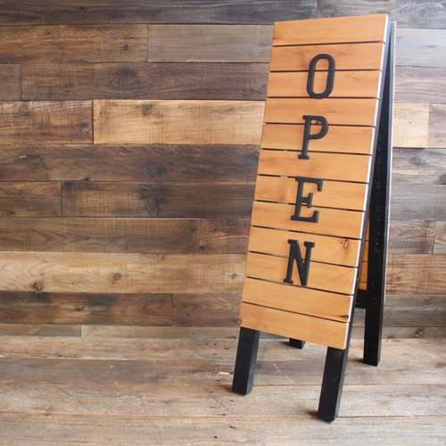 木製立て看板② サインボード アイアン カフェ風 省スペース スリム