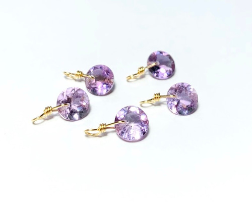 天然石チャーム】ピンクアメジストAAA 14kgf ラウンドファセット 1個