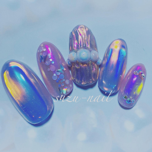 再販☆氷ネイル/うるうるネイル/プリーツネイル/オーロラネイル/nails