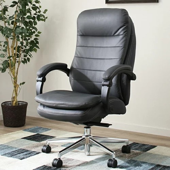 ワークチェア(リカルドPU(ブレスレザー)BK) ニトリ 椅子（チェアー