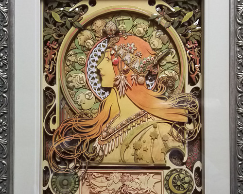 シャドーボックス完成品 （アルフォンス ミュシャ） 立体・オブジェ れ