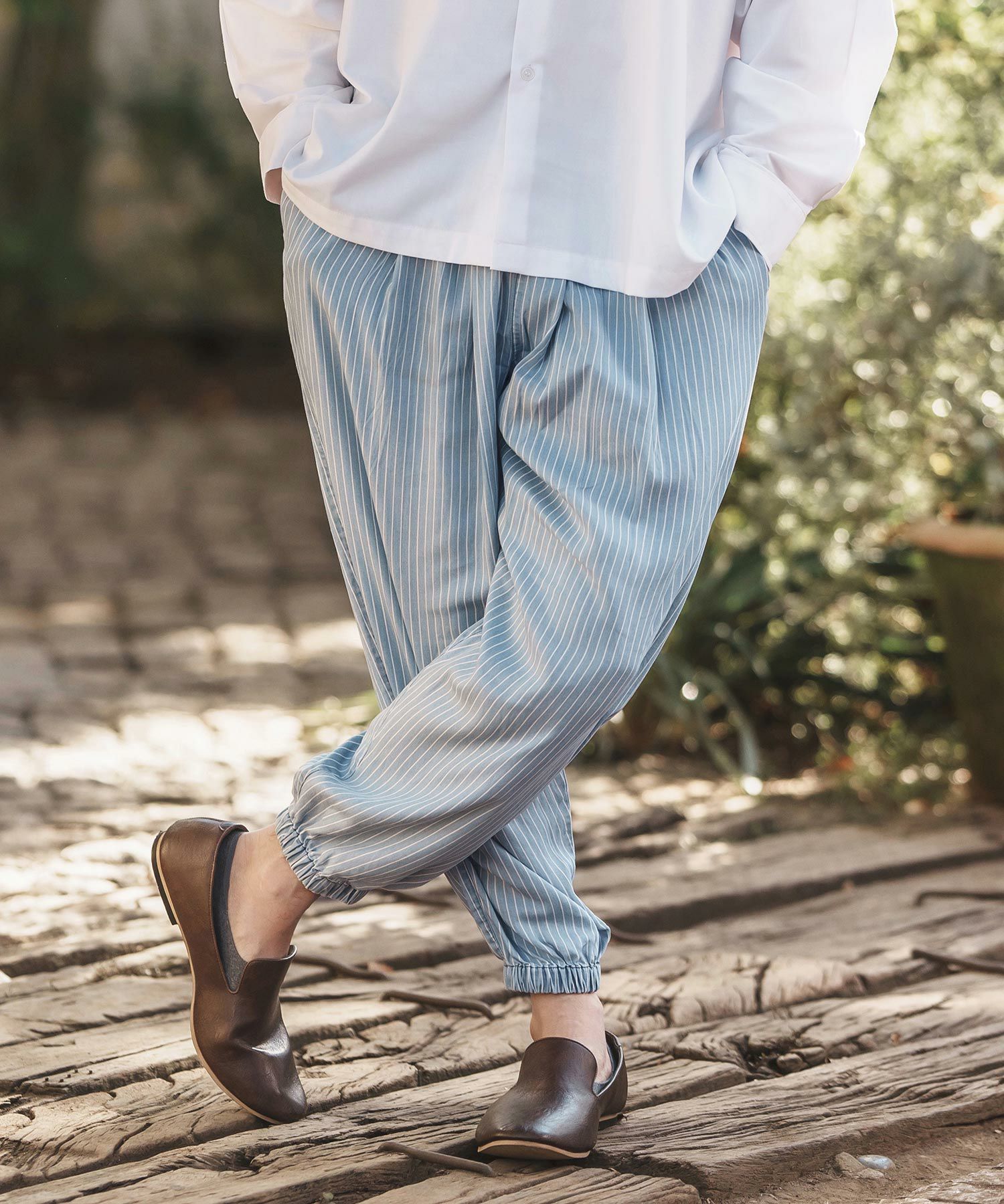 CAMBIO(カンビオ)】Silky Stripe Denim Balloon Pants バルーンパンツ