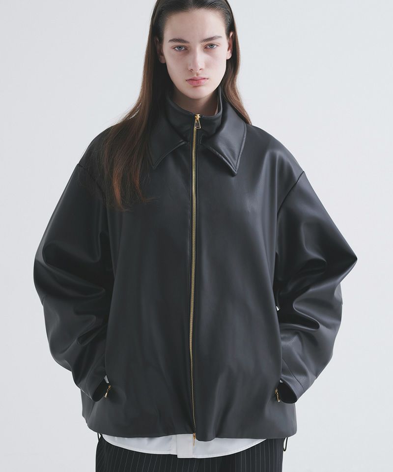 30%OFF【CULLNI(クルニ)】Faux Leather Layerd Collar Zip Up Jacket