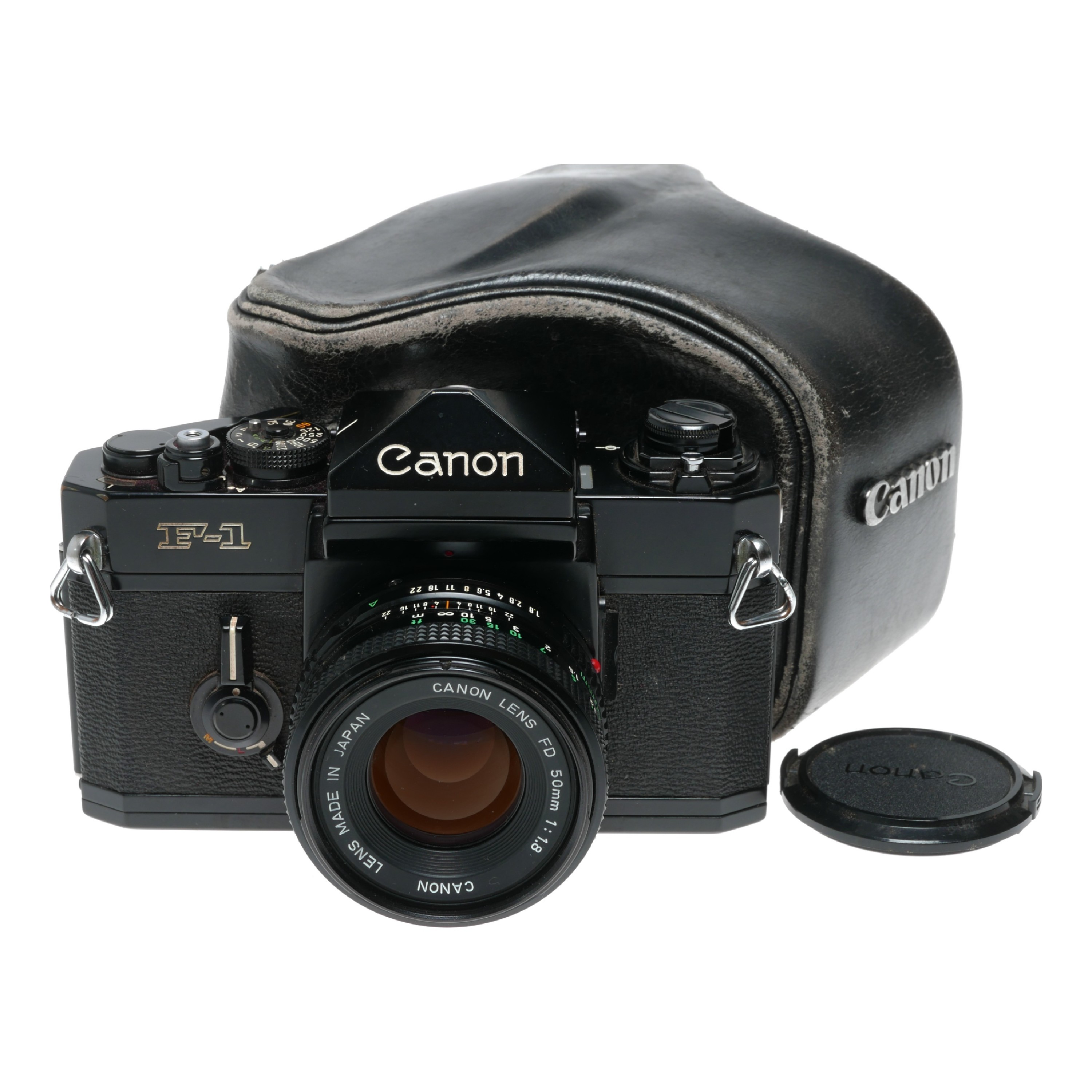 Buy canon f-1 slr black 35mm film camera fd 1.8 f=50mm case cap