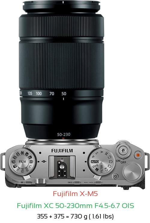 Fujifilm X-M5 Camera and Fujifilm XC 50-230mm F4.5-6.7 OIS Lens
