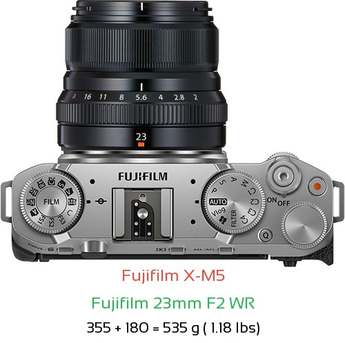 Fujifilm 23mm F2 WR Lens Size with X Mount Cameras