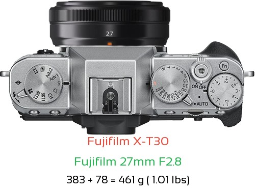 Fujifilm X-T30 Camera and Fujifilm 27mm F2.8 Lens