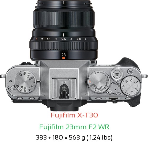 Fujifilm X-T30 Camera and Fujifilm 23mm F2 WR Lens