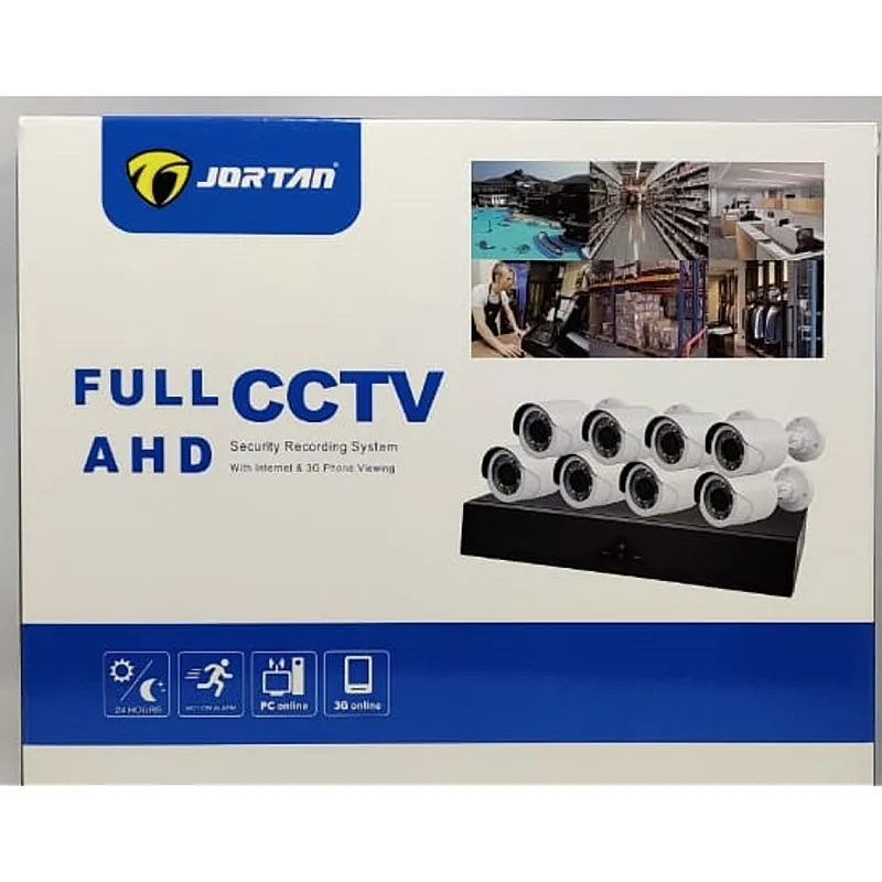 Kit de supraveghere JORTAN cu 8 camere CCTV AHD 1080P + DVR + Hard