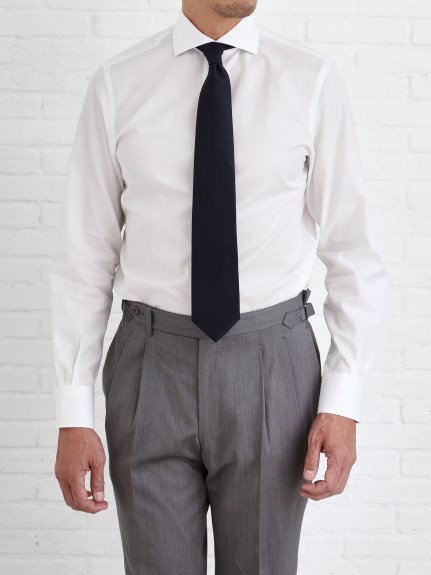 Horizontal 200番手双糸ツイル｜ホワイト（スリムフィット