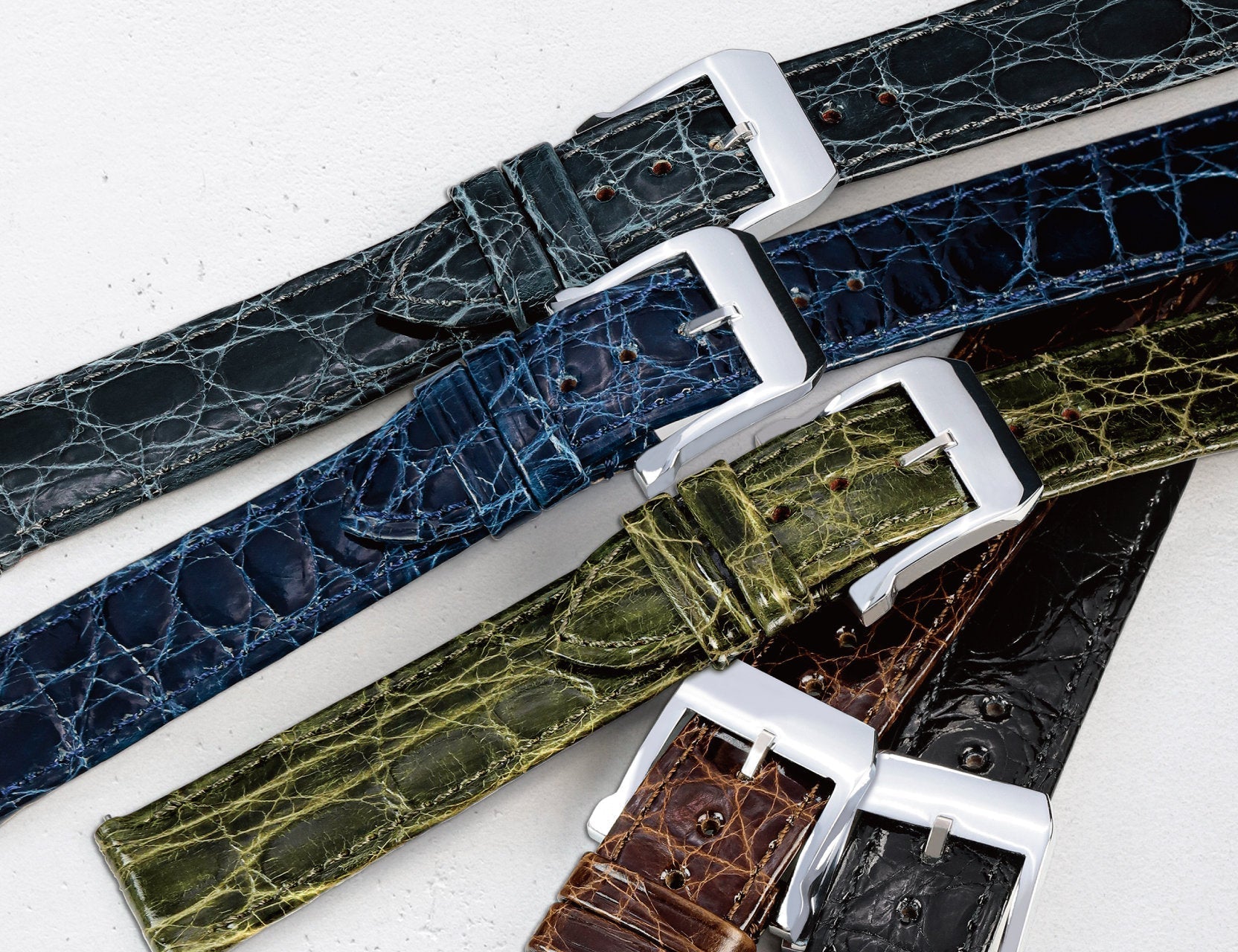 ONLINE STORE】時計ベルト カイマン(ワニ革)へり返し仕立て 登場