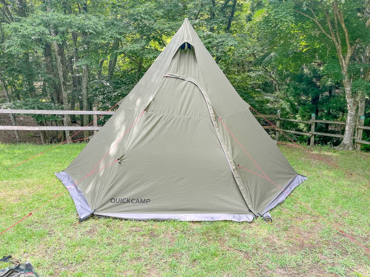クイックキャンプのTCワンポールテントレビュー！オールインワンで