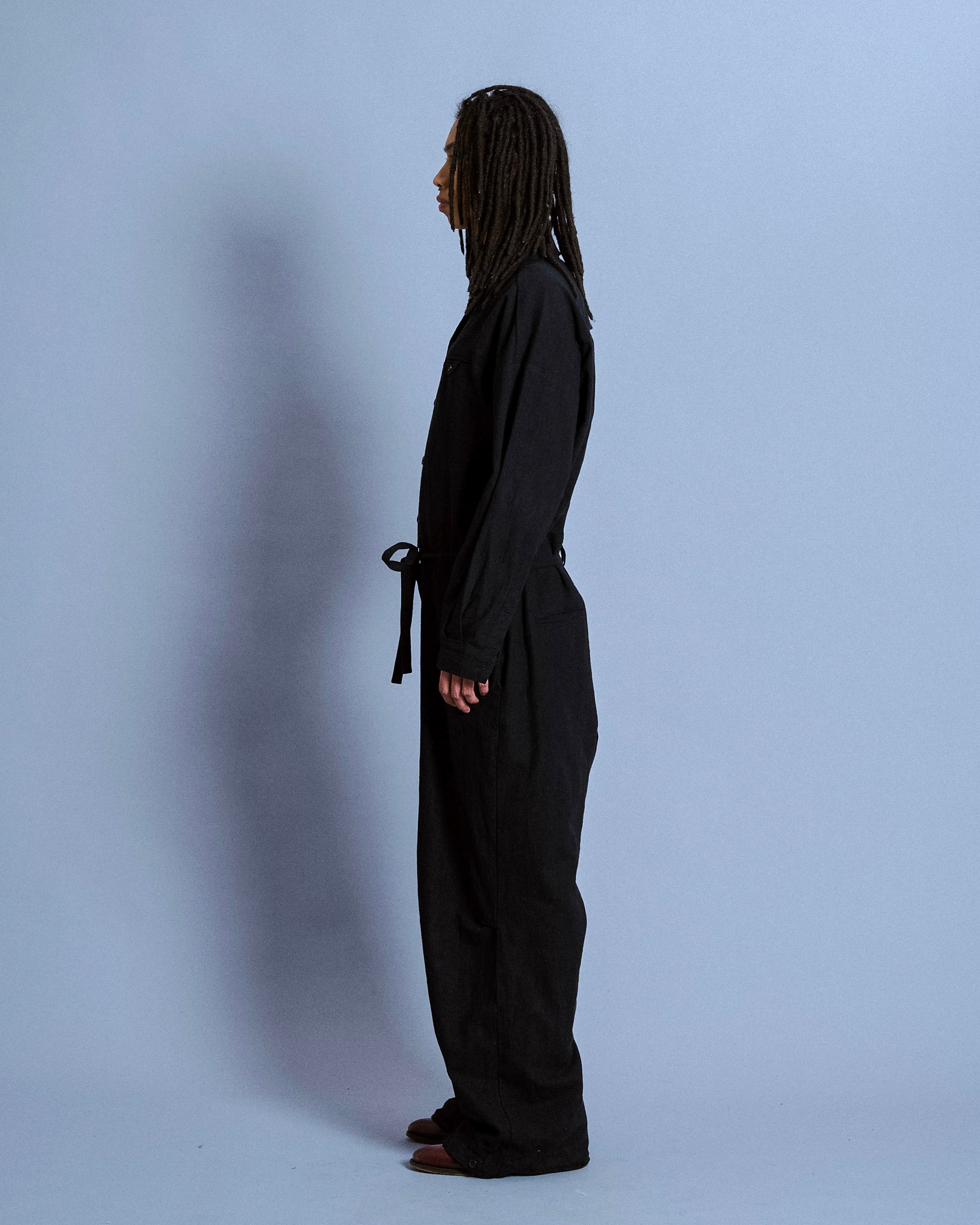 open collar cotton linen belted l/s jump suit – CAMPHOR WOOD