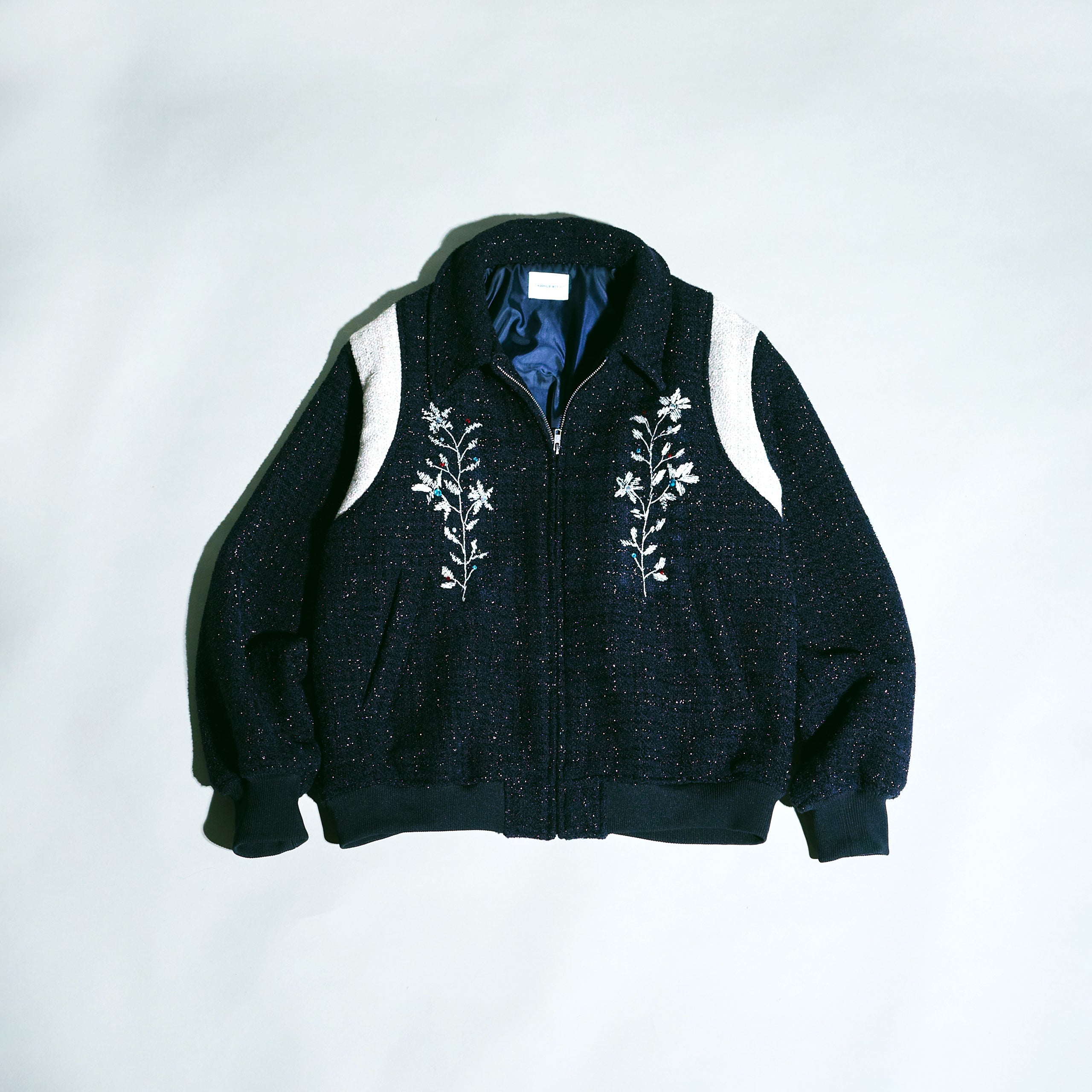 flower embroidery lame tweed varsity jacket – CAMPHOR WOOD