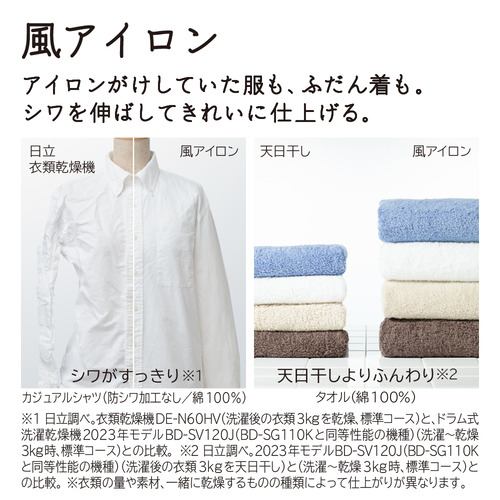 日立 ドラム式洗濯乾燥機 洗濯11.0kg 乾燥6.0kg 幅63.8cm 風アイロン