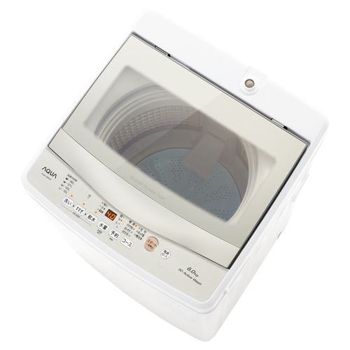 アクア 全自動洗濯機 洗濯：6.0kg 簡易乾燥 幅52.5cm 3Dアクティブ洗浄