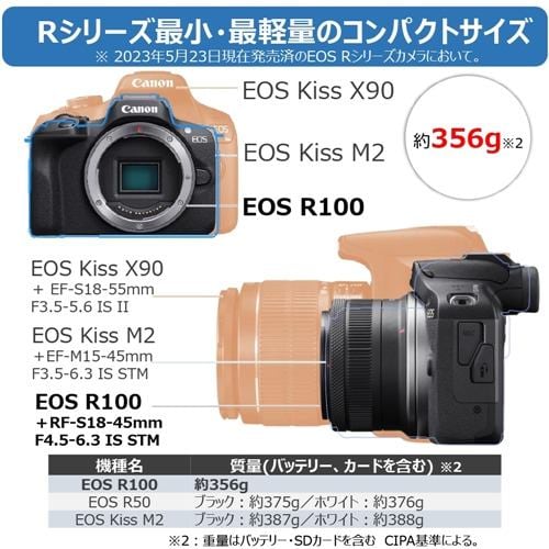 キヤノン EOS R100 RF-S18-45 IS STMレンズキット ミラーレス一眼