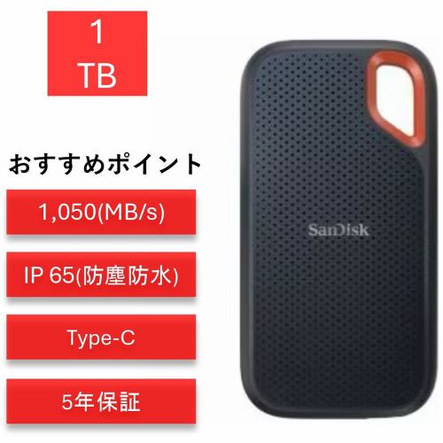 サンディスク エクストリーム 1TB SDSSDE61-1T00-J25 ポータブルSSD 外