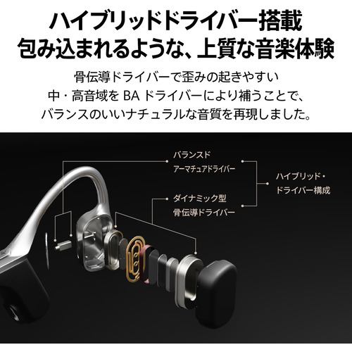 AVIOT WB-E1M-BK 骨伝導イヤホンマイク同梱版 メタリックブラック