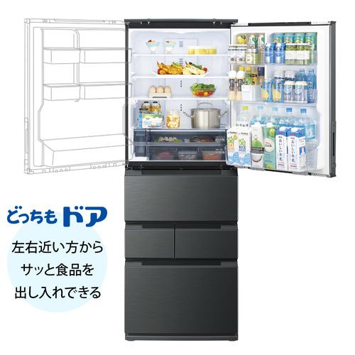 シャープ 冷蔵庫 457L 左右付替 5ドア 幅65cm メタルドア 大容量冷凍室