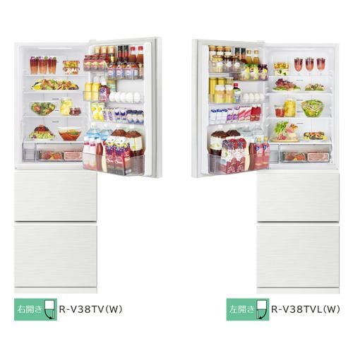 日立 R-V38TV N 冷蔵庫 375L・右開き ライトゴールド RV38TV N