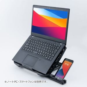 ナカバヤシ NSF-08BK ノートPCクーラー 12cmファン×2 スマホスタンド