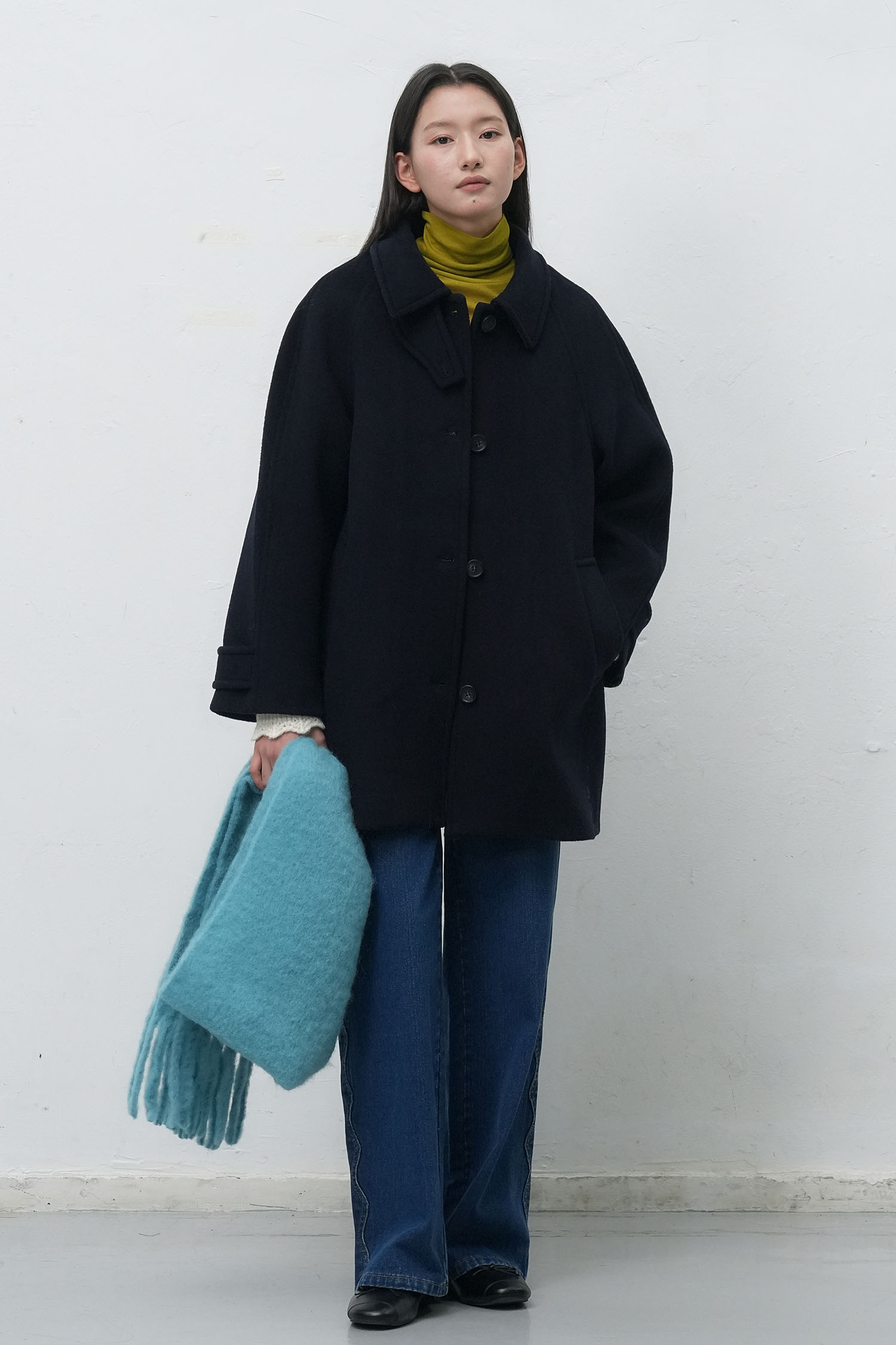 予約販売] WOMAN ウールバルマカーンハーフコート [NAVY]