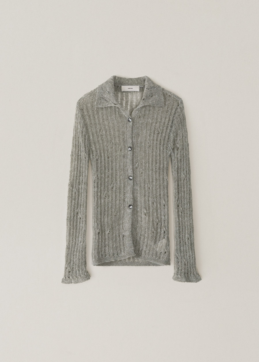 feather damage cardigan | OHOTORO