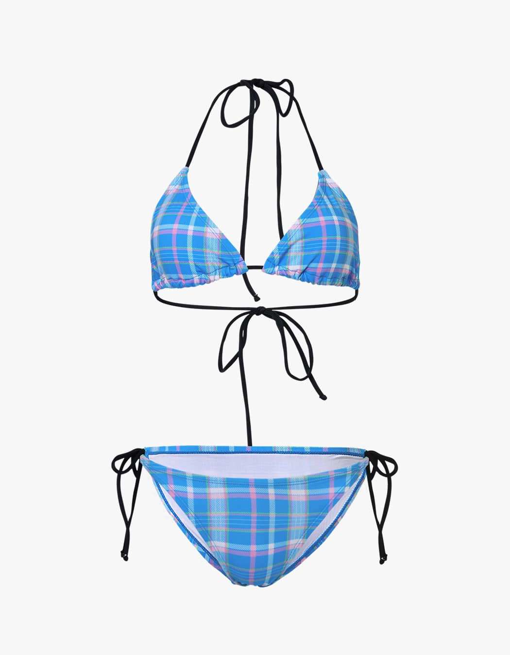 PISCESS Plaid Check Triangle Bikini - Blue | International Store