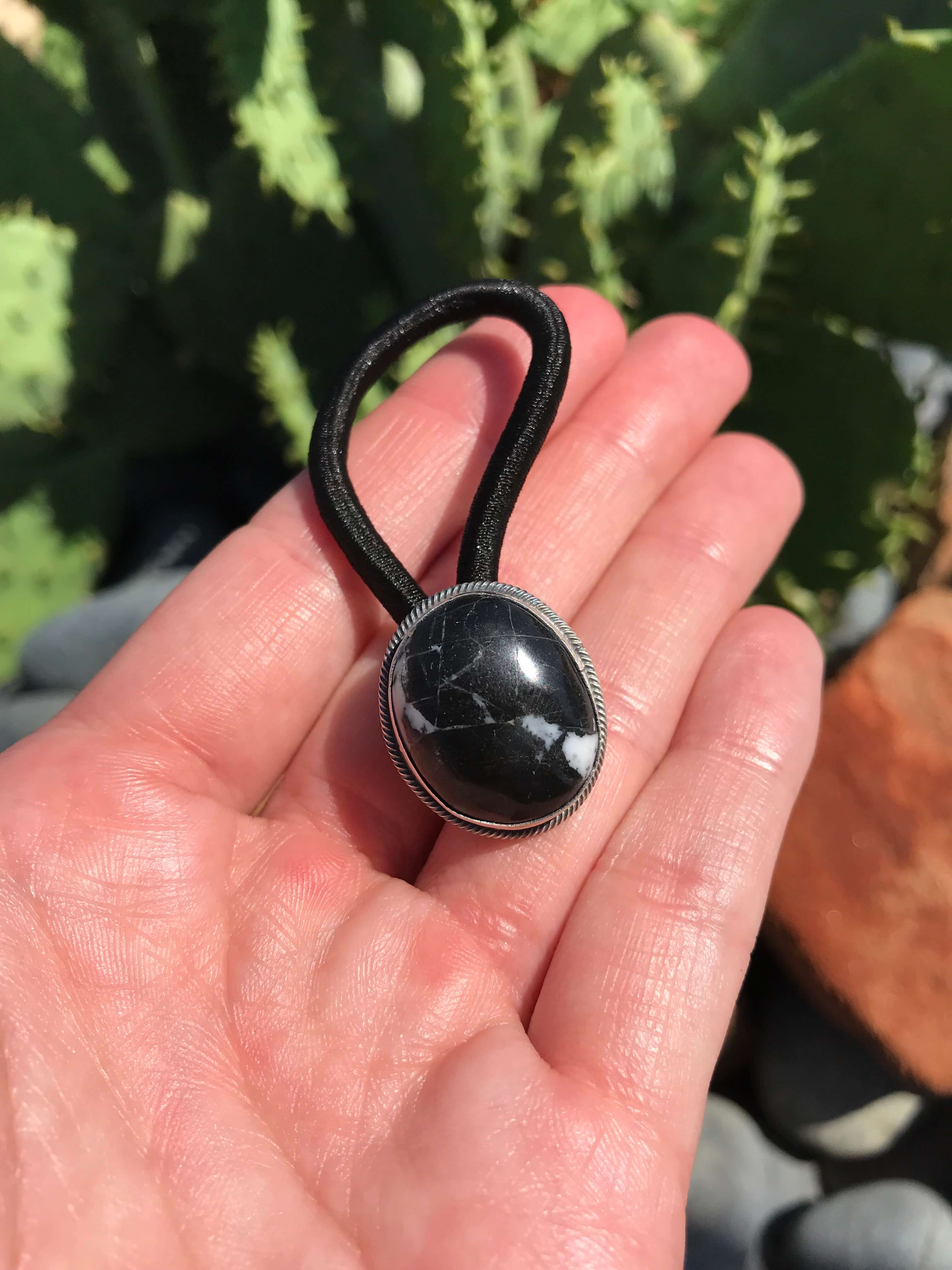 Hair Tie with White Buffalo Stone | Calli Co. Silver | Fort Worth, TX