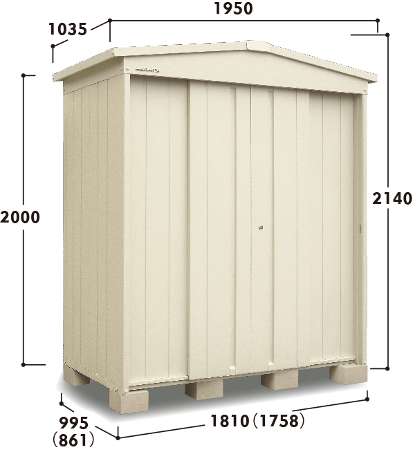 MN MN-DD1810 幅195cm×奥行103.5cmサイズ|マツモト物置の物置・倉庫