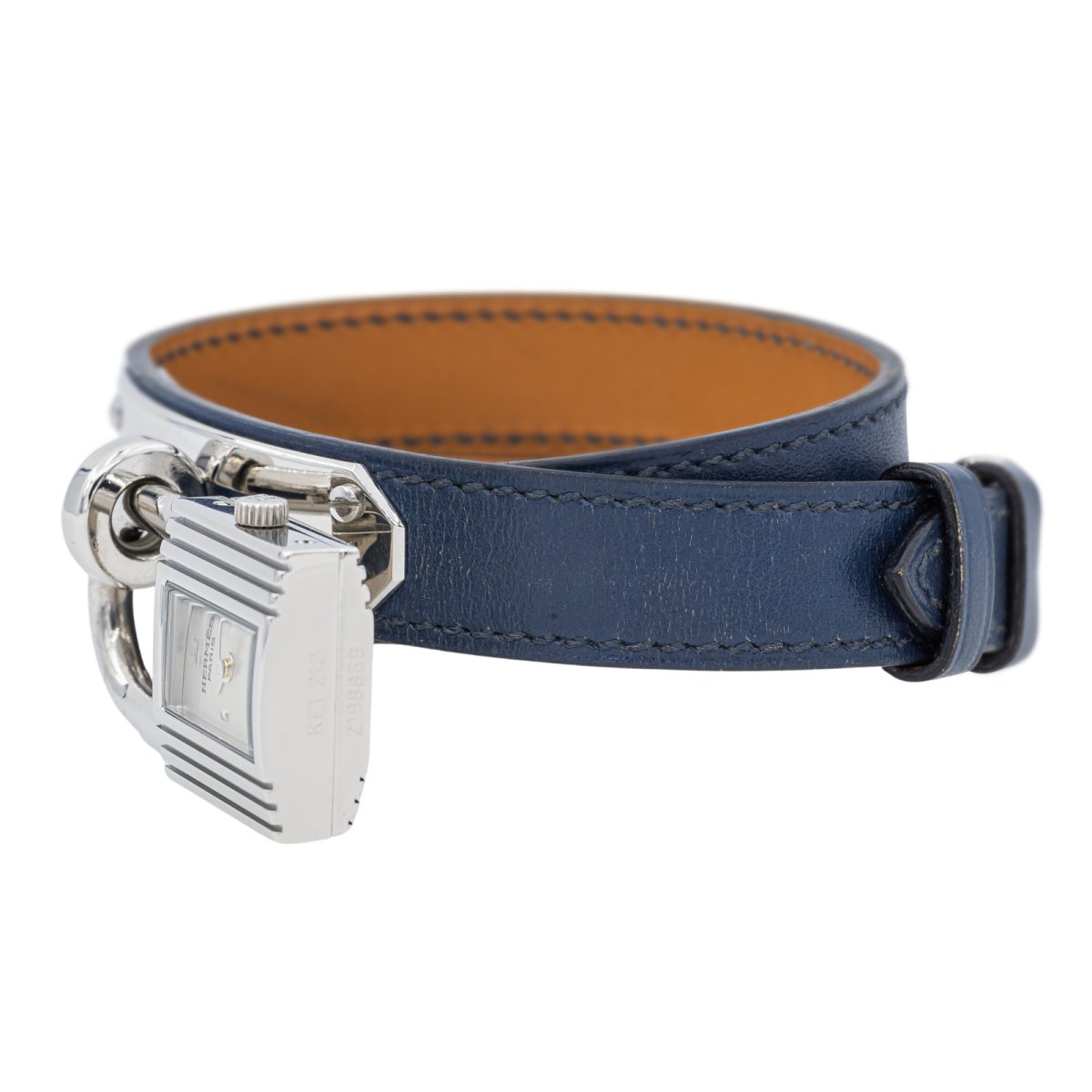HERMÈS “Kelly padlock” watch in steel and leather – Castafiore